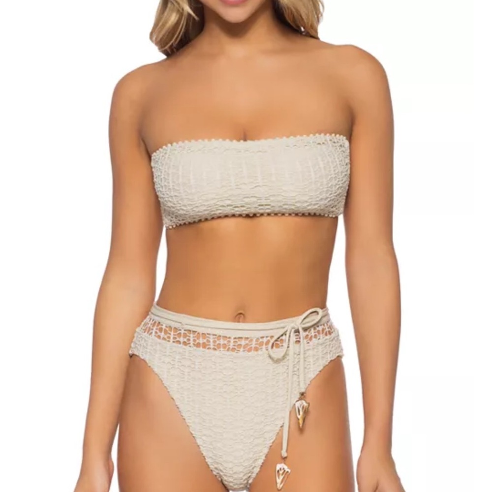 Isabella Rosa Milan Bandeau Bikini Set (Cream) - Small